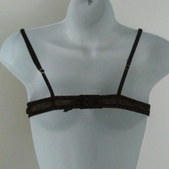 Elle MacPherson 34A Lace Black Silk Lace and Polka Dots Demi Bra - Picture 3 of 8